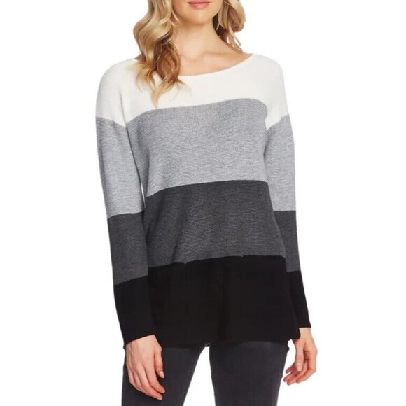 Vince Camuto Sweater Colorblock Knit Two-Pocket Long Sleeve NWT - Picture 1 of 9